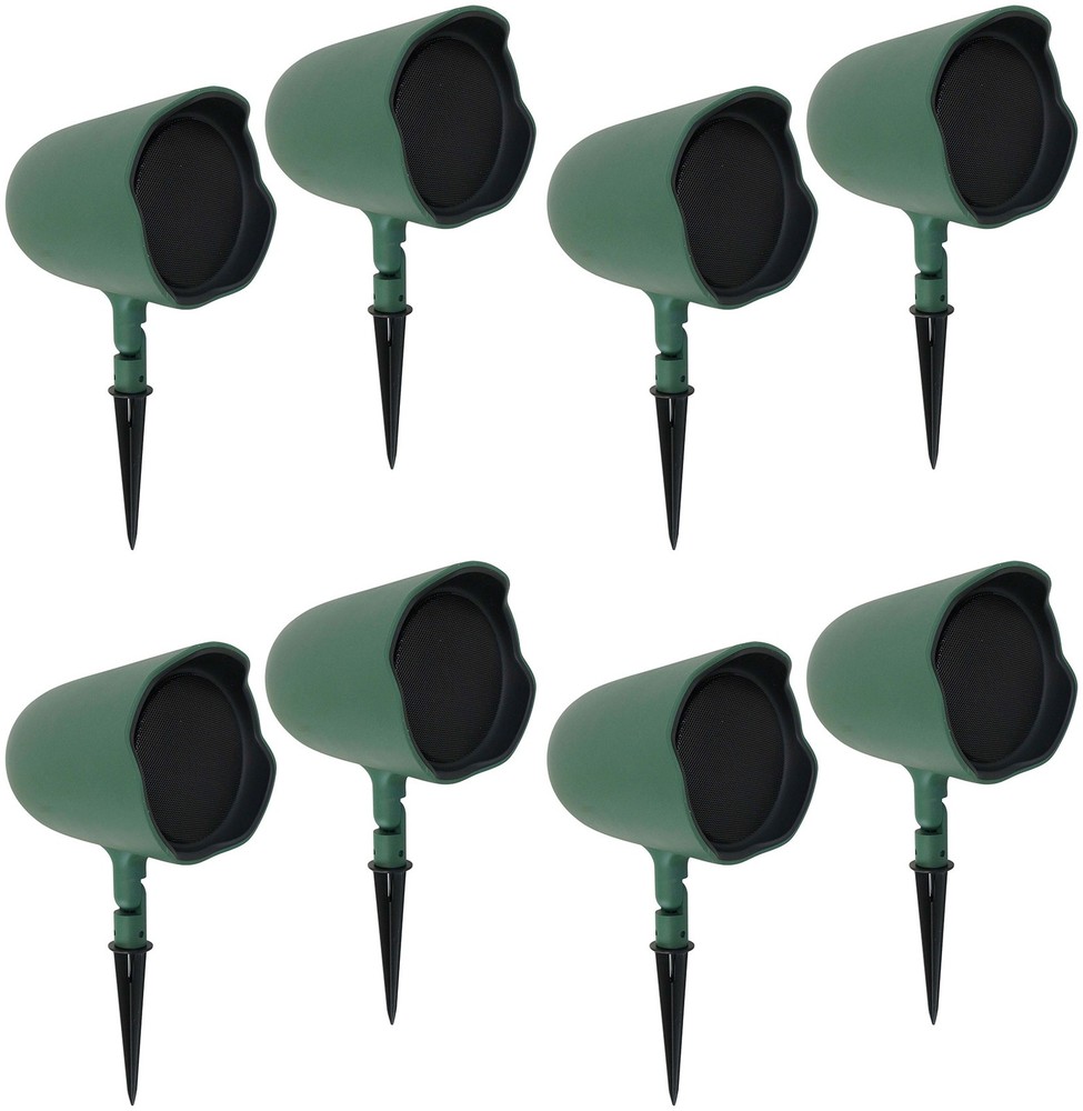 8 JBL GSF6-GN 6.5″ Landscape Ground Stake/Wall Mount 70v Commercial Speakers+Amp