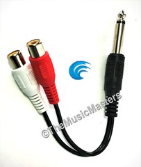6″ inch 1/4″ Male Mono Plug to Dual RCA Jacks (F) Premium Audio Cable Wire VWLTW