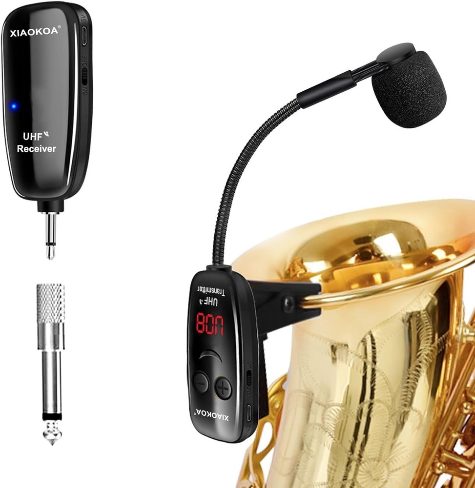 Professional Wireless Microphone with LED Screen for Saxophone & Brass Players