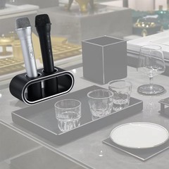 Metal Aluminum Desktop Microphone Storage Holder Stand Base Brushed Black