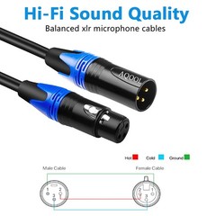 XLR Cables 6FT 4 Pack, Gold-Plated 3 Pin Microphone Cables, XLR Male to Femal…
