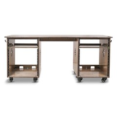 Sound Town DIY Studio Desk w/ Dual 13U Side Cabinets Weathered Brown (SDRK-WS69)