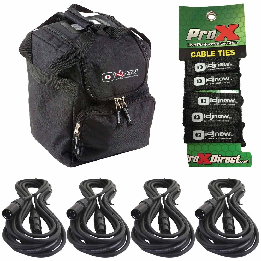 Accessories Bundle Male-Female 20ft XLR Cables (4 Pack) + Ties + Case