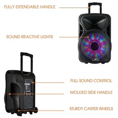 beFree 12″ 2500W Bluetooth Portable PA DJ Party Speaker w Warranty USB SD Lights
