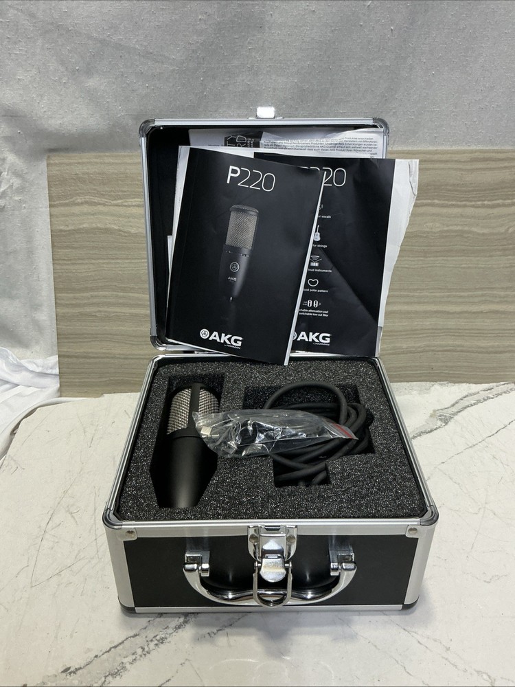 AKG P220 Cardioid Condenser Microphone w/ Case & XLR Cable