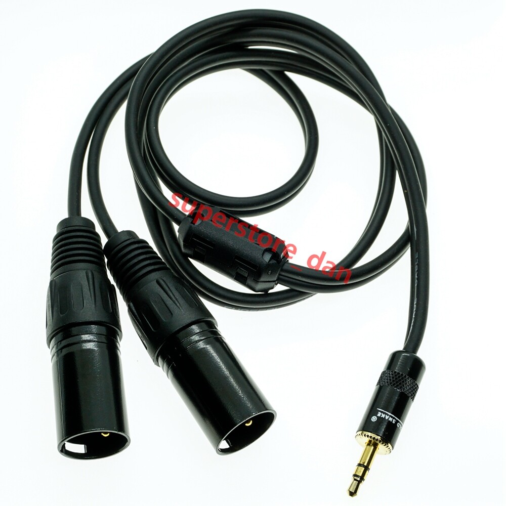 New 1/8″ 3.5mm male Stereo TRS Audio to Dual 2 3 pin XLR male cable Golden