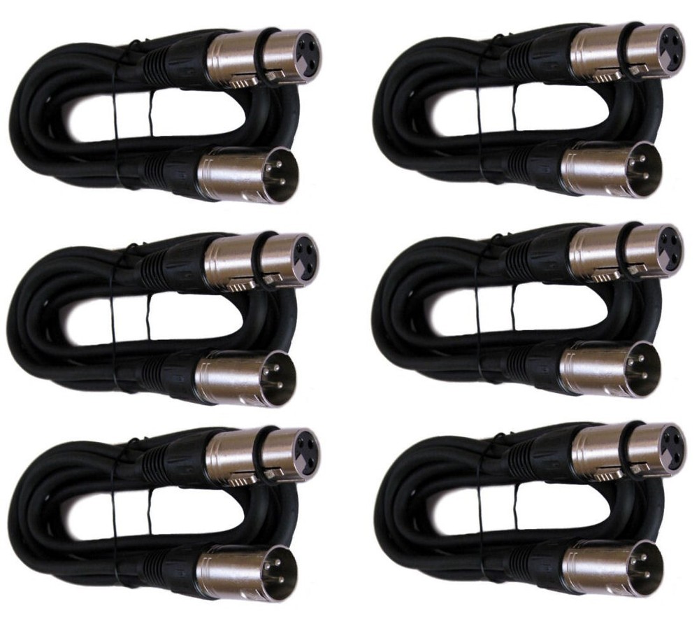 6 Pack 20FT Premium XLR 3Pin Male Female Mic Microphone Mixer Audio Cord Cable