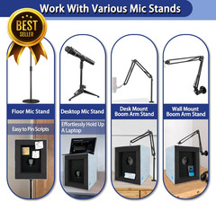 Enclosed Vocal Booth Portable Microphone Isolation Shield Foldable Reflection Fi