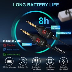 2.4GHz Wireless Guitar System Transmitter Receiver, 24-bit 48KHz Audio, 100ft…