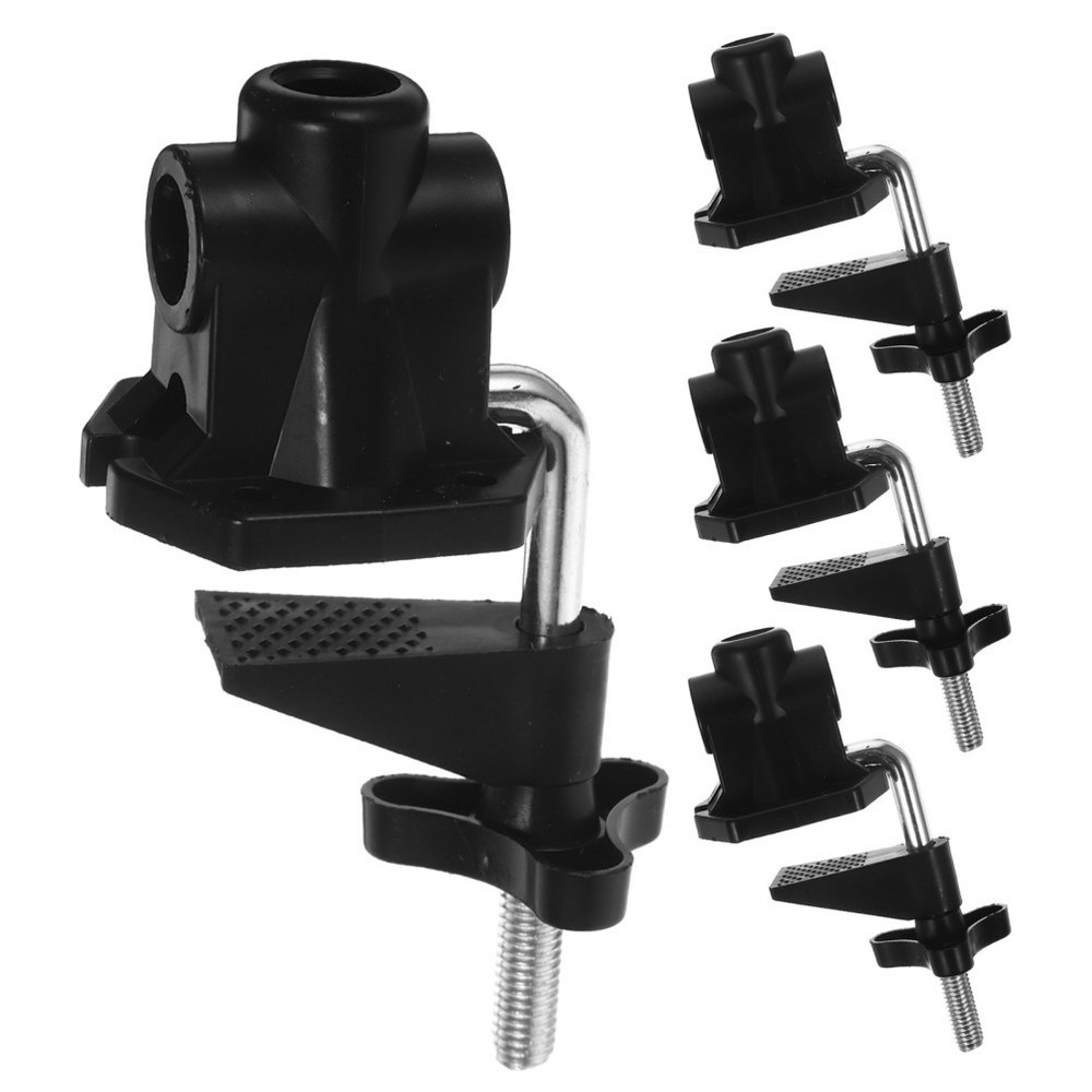 4Pcs Reusable Metal Desk Clamp Black Adjustable Lamp and Mic Cantilever Bracket