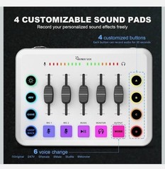 Professional Gaming Audio Mixer Kit, XLR Audio Interface with 48V Condenser Micr