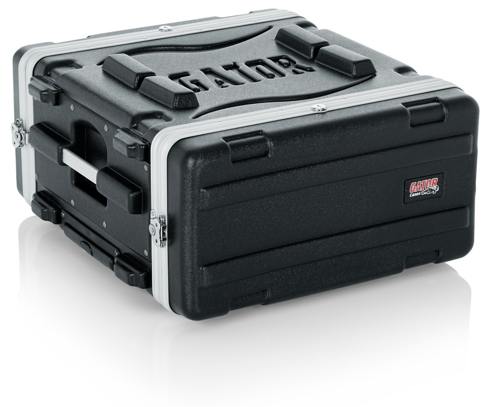 Gator Cases Lightweight Rolling 4U Rack Case: Tow Handle, Wheels, 19.25″ depth