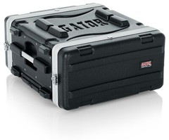 Gator Cases Lightweight Rolling 4U Rack Case: Tow Handle, Wheels, 19.25″ depth