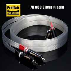 Preffair Silver Plated 8N OCC Copper Flat Ribbon RCA Cable Cord with RCA Plug