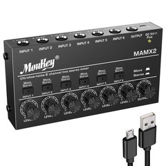 Moukey Audio Mixer, DC 5V, 6 Stereo Ultra, Low Noise 6 Medium (6-channel)