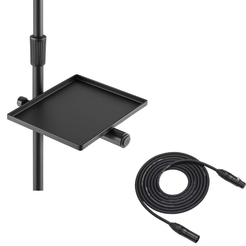 u-mount Mic Stand Utility Tray + 25ft XLR Microphone Cable Vocal Stage Bundle