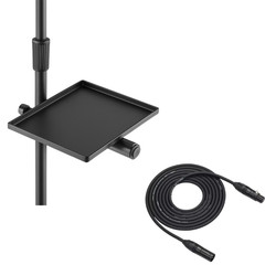 u-mount Mic Stand Utility Tray + 25ft XLR Microphone Cable Vocal Stage Bundle