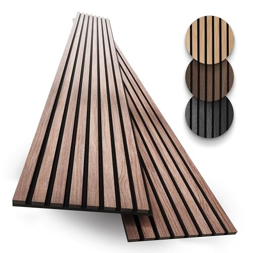 2-Pack Acoustic Wood Slat Panels – 2pcs – 94.5×12.6 inches Natural Walnut