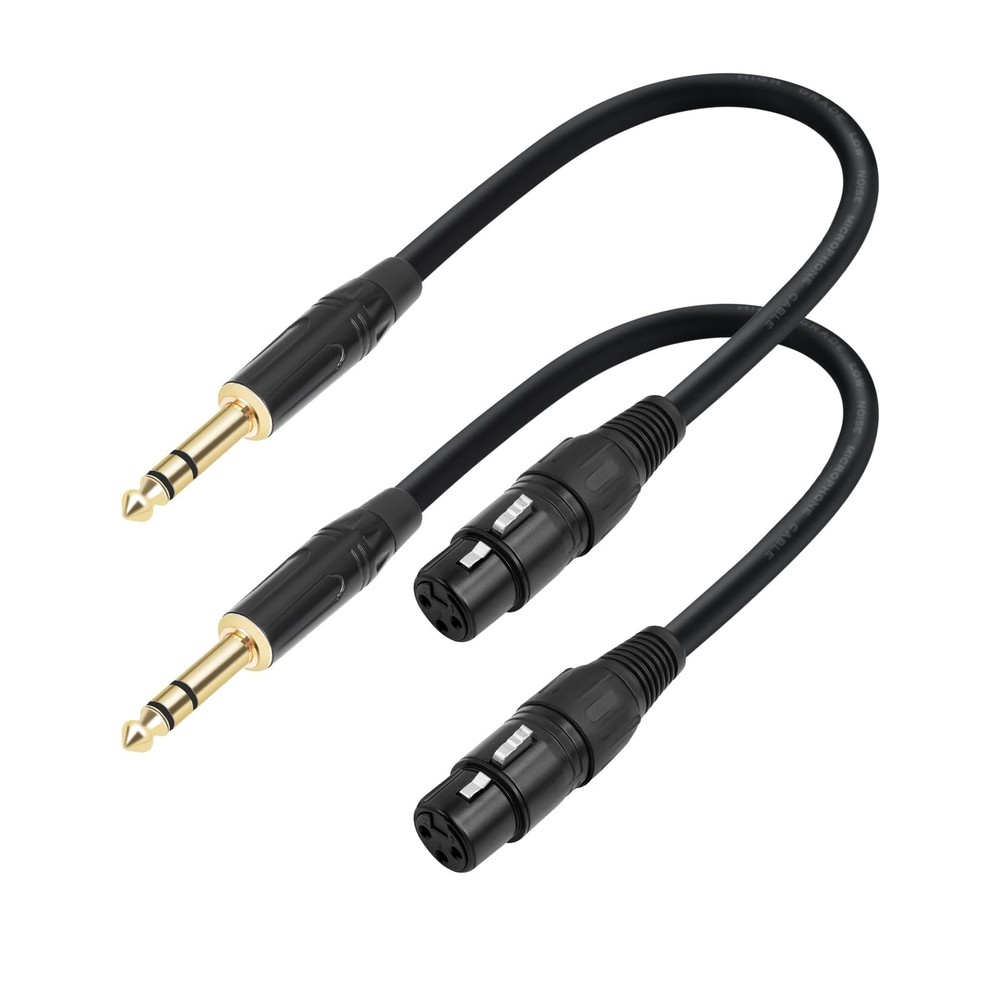 2 PCS XLR Female To 1/4 Inch TRS Cable 1 FT 0.3m Balanced Microphone Adapter