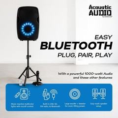 PRORECK Party 12 PA Powered Speaker System 1000W 2-Way Bluetooth USB Loudspeaker