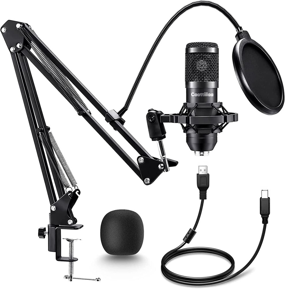 192khz/24bit Plug & Play Computer Cardioid USB Microphone w/Boom Arm