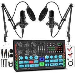 Podcast Equipment Bundle for 2 DJ Mixer Condenser Mic
