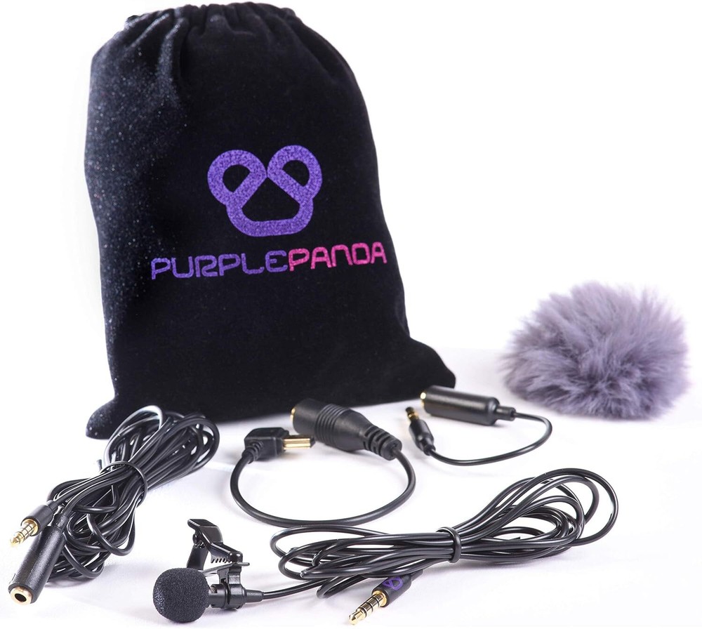 Purple Panda Lavalier Lapel Microphone Kit – Clip-on Omnidirectional Condenser L