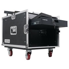 Sound Town 10U DJ RackCase w/11USlant Mixer Top Casters Locking Drawer STMR-10D2