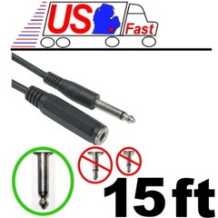 15ft Mono 1/4″ Male~Female Extension Guitar/Amp/PA/Mic Cable/Cord/Wire,6.35mm