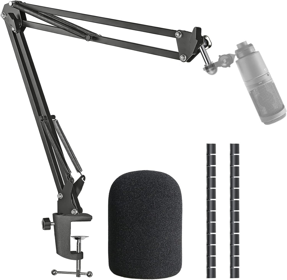 AT2020 Mic Boom Arm Stand with Pop Filter, Compatible with Audio-Technica AT2020