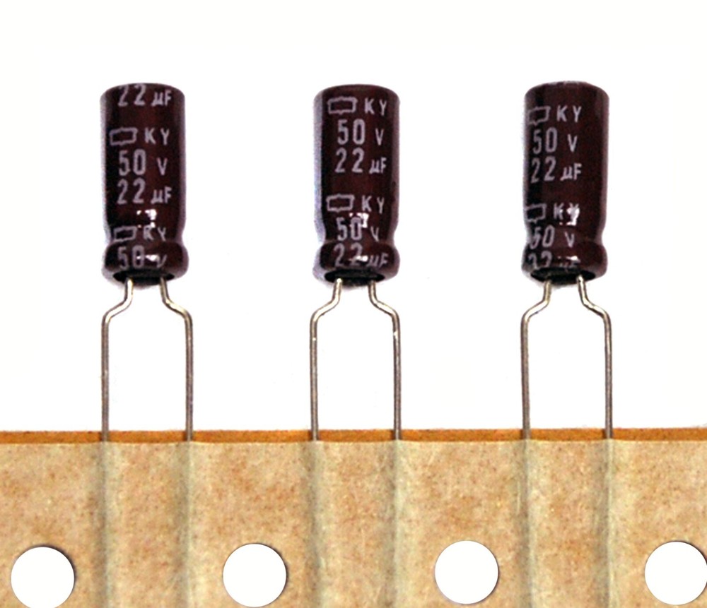 100pc Electrolytic Capacitor KY 22uF 50V +105℃ 5000hr Nippon Chemi-Con 5x11mm *