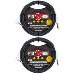 Pig Hog Hex Series 1/4 Inch Silent Instrument Cable 10 ft Grey Right Angle Pair