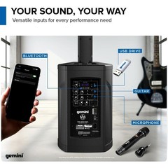 Gemini Sound WPX-2000TOGO Active Battery-Powered Column Line Array SpeakerSystem