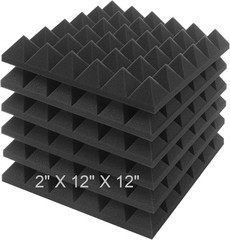 2″ Thick Pyramid Wall Padding, 6 Pack Acoustic Foam – Ideal for Soundproofing