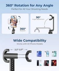 67” Selfie Stick Tripod for iPhone, Lightweight Travel Phone Tripod with Wire…