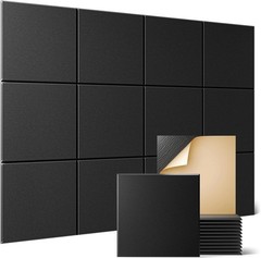 Effortless Acoustic Improvement: 12 Pack of 12″x12″ Self-Adhesive Wall Panels