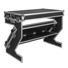 Sound Town DJ Z-Table Workstation Folding Mobile Wheels Flight Case STDJT-Z46W
