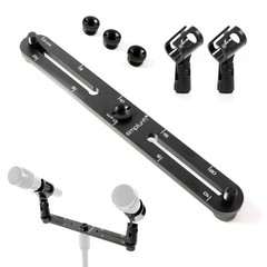 Stereo Array Microphone Mount – Holds 2 Mics, X-Y & ORTF T-Bar Bracket, Fits 3/8