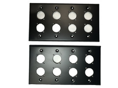 (2) Two Quad Gang Wall Plate Eight XLR Male / Female „D“ BLACK Steel