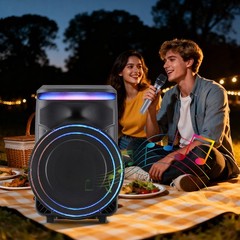 18in Pull Rod Outdoor Portable Bluetooth Party Speaker 18500W with LED Lights