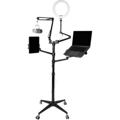 Gator Frameworks 5-in-1 Mobile Content Creator Streaming Stand with Tripod Base