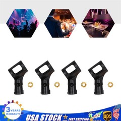 4 Pcs Adjustable Microphone Clip Holders for Wired/Wireless Mics