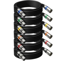Heams Professional 6 Pack 25FT XLR Cables, Noise Free and Long-Lasting Braide…