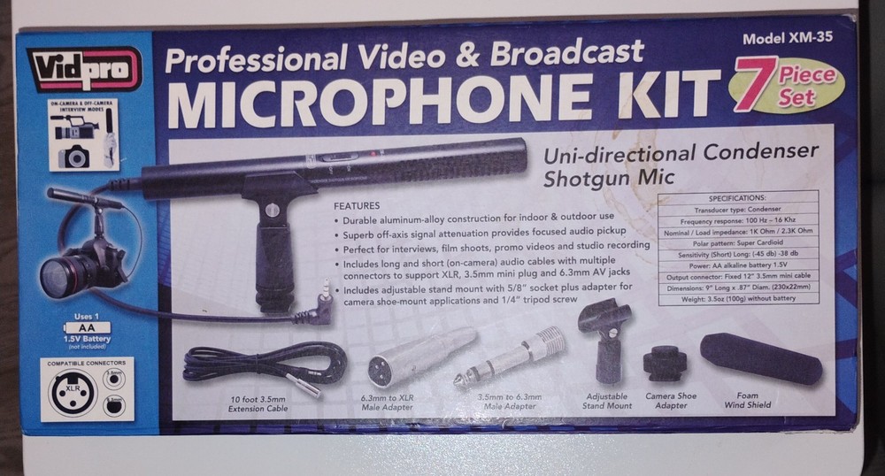 Vidpro Professional Shotgun Microphone Kit Model XM -35 „7-PCS Set“