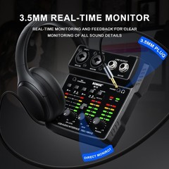 BOMGE M12 USB Audio Interface, 2-Channel Mixer, XLR/3.5mm Input, 48V Power Su…