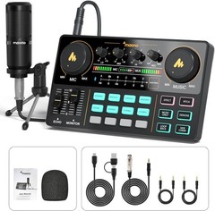 Compact Podcast Mixer Set with 3.5mm Microphone for Effortless Live Streaming