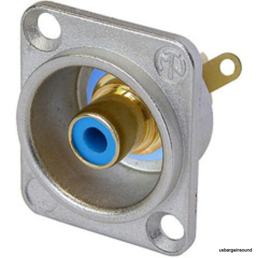 Neutrik NF2D-6 Phono RCA Socket – Nickel Panel D-shape w/Colored Washer – Blue