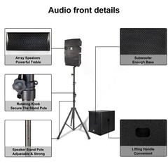 PRORECK 15″ Powered PA System 3000W Bluetooth Outdoor Event Mega Party Concert