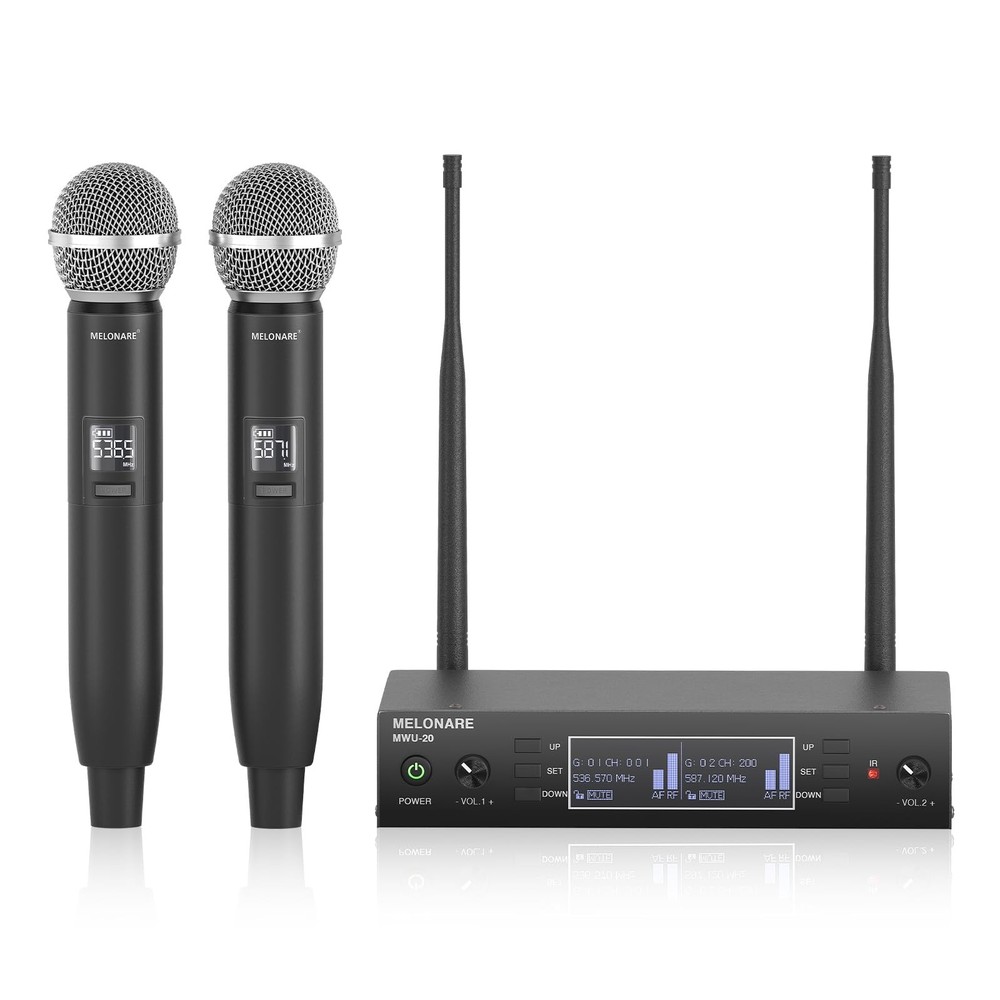 Dual Channel Wireless Microphone System, MELONARE Auto-Scan Professional Cord…