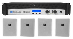 Crown CDi2000 800w 70V Commercial Amplifier+4) White 30w JBL Wall-Mount Speakers